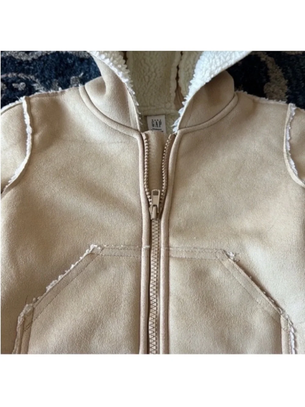 Gap Baby/Kids/Boys/Girls Faux Suede Shearling Zip Hooded Jacket/Coat Sz 6-12M